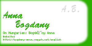 anna bogdany business card